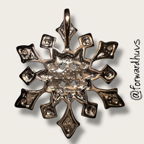 Sterling Silver Snowflake Pendant – Rhinestone Accents – Elegant Winter Design - Picture 5 of 9